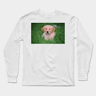 Golden Retriever Puppy Digital Painting Long Sleeve T-Shirt